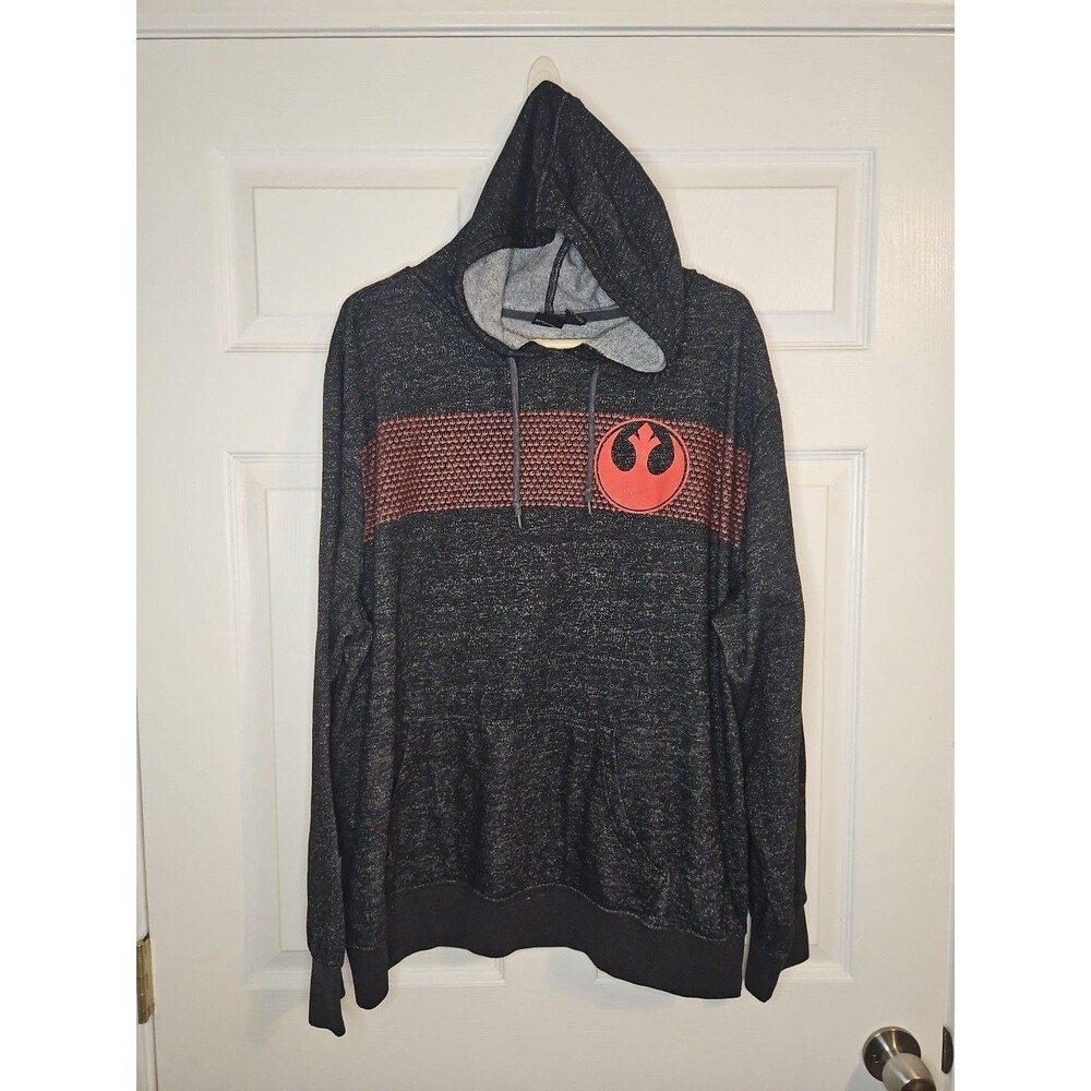 Star Wars Rebel Retro Gray Red Gradient Mineral Wash Hoodie Mens Size XXL 2XL